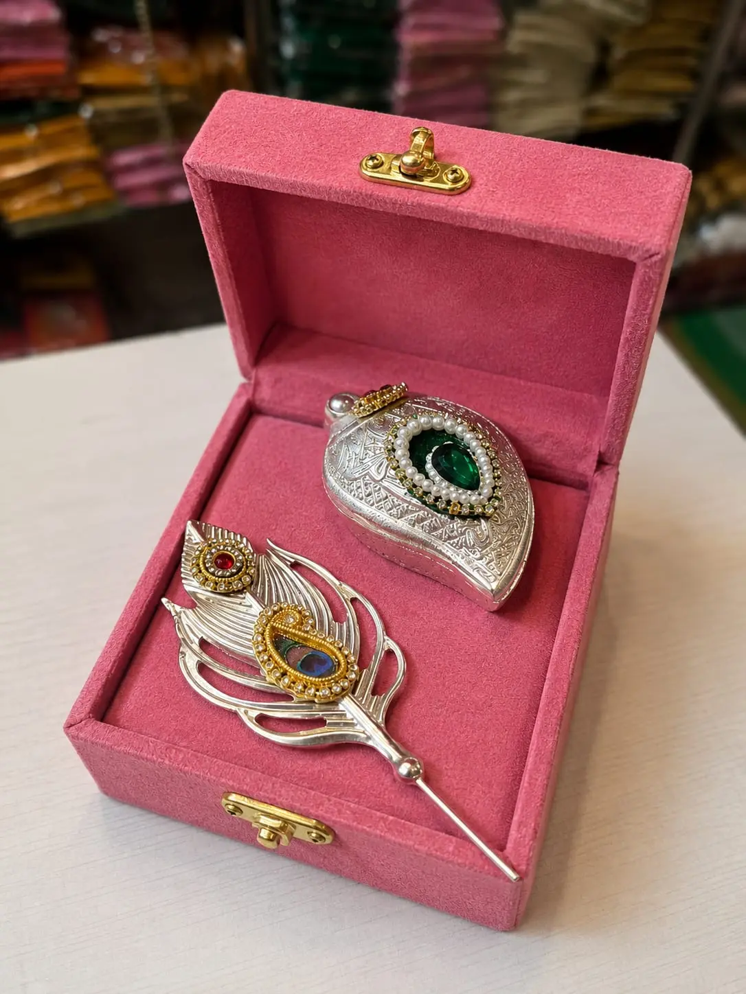 German silver Chopra tilak set for wedding ceremonies, traditional gifting and return gifts
