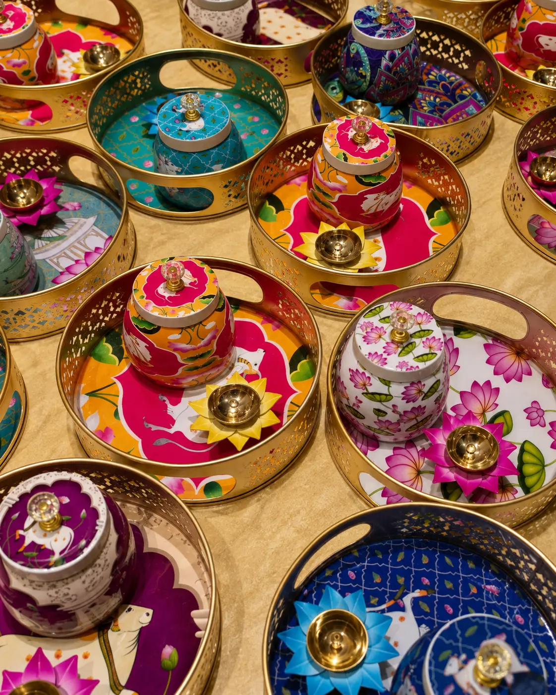 German silver pooja set for wedding return gifts, housewarming and festive gifting affordable gifting