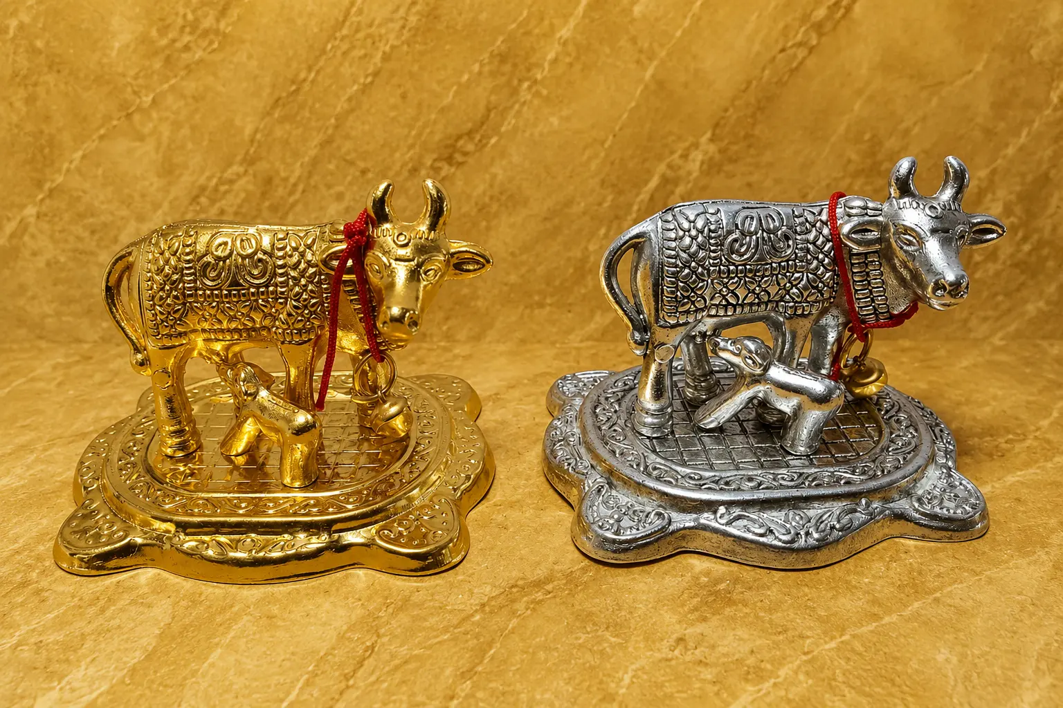 Kamadhenu cow German silver decorative gift item from Nestora Overseas, Moradabad India nestora overseas